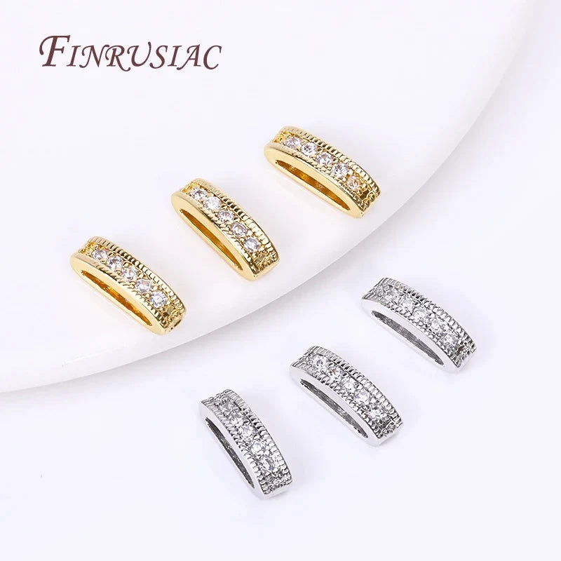 18K Gold Plated Oval Bead Spacers with Zircon | 2 & 3 Hole