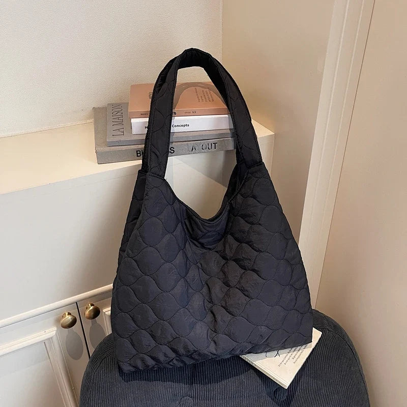 Nixie Quilted Tote Bag – Korean Style Large Shoulder Bag