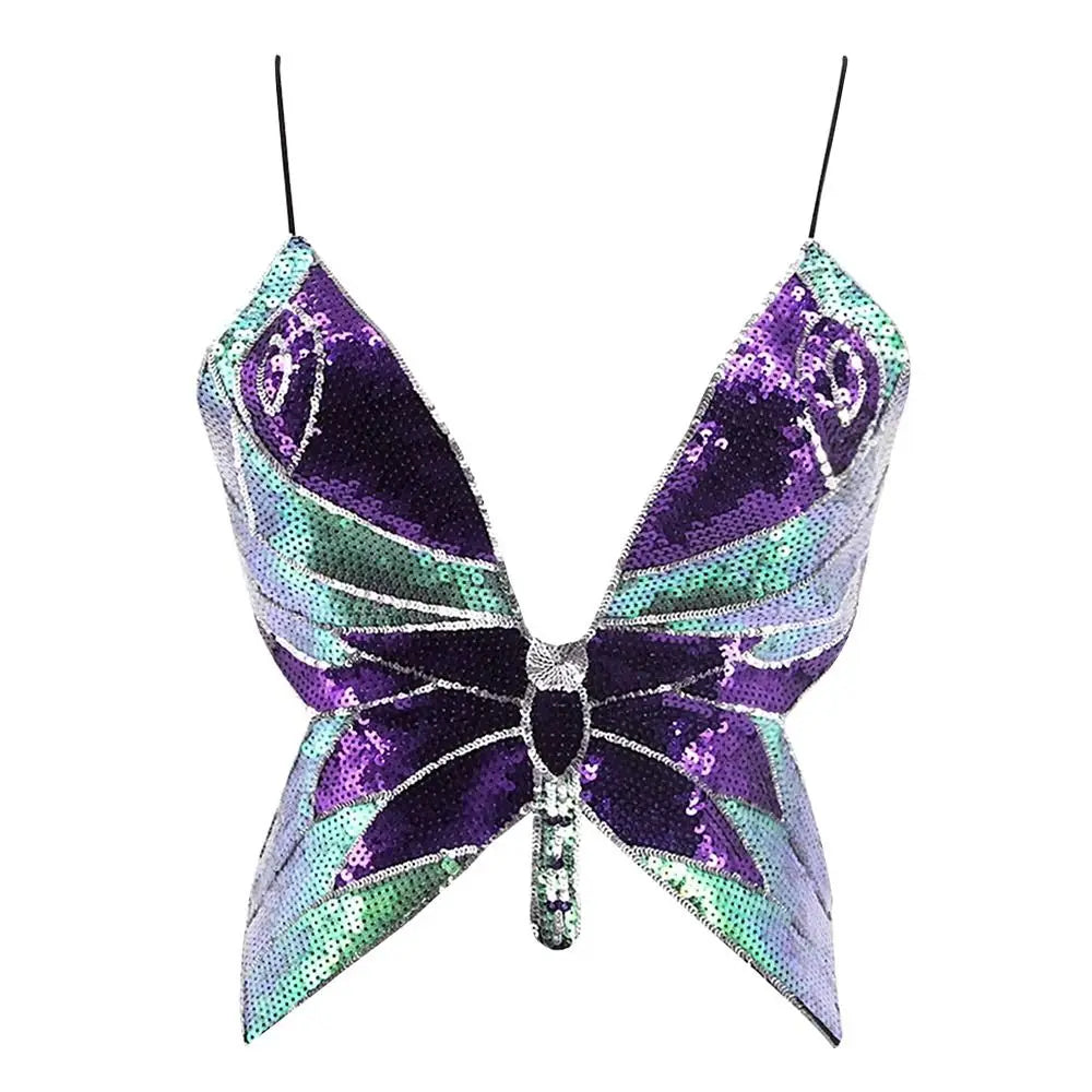 Women's Sparkly Sequin Halter Bra – Belly Dance Crop Top