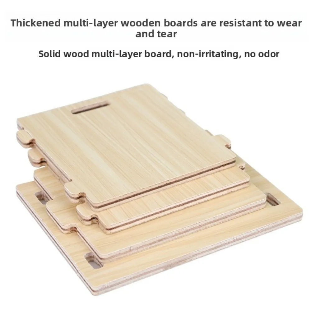 Wooden Hamster Villa – Seesaw, Swing & Climb Cage Toy
