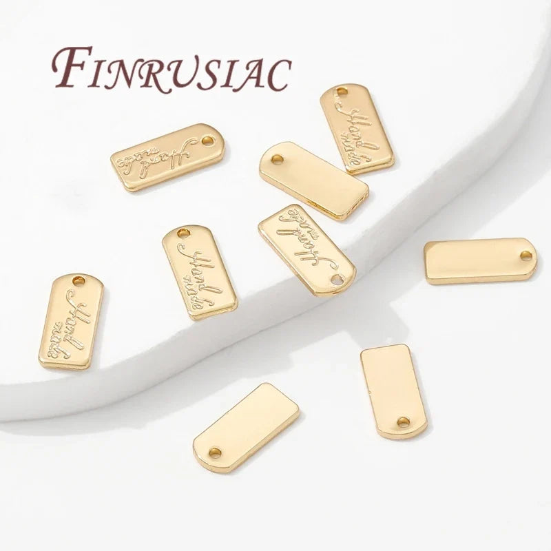18K Gold Plated Tag Charm | DIY Necklace & Bracelet Finding
