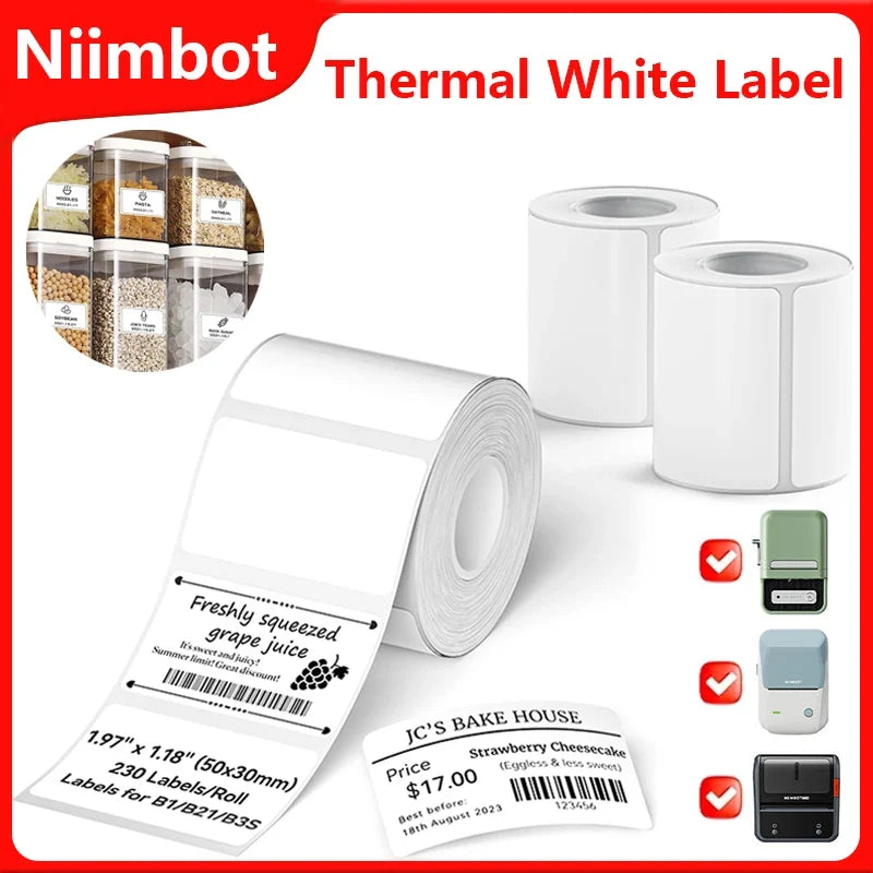 Niimbot White Thermal Label Roll 20–50mm Waterproof | B1 B21 B3S