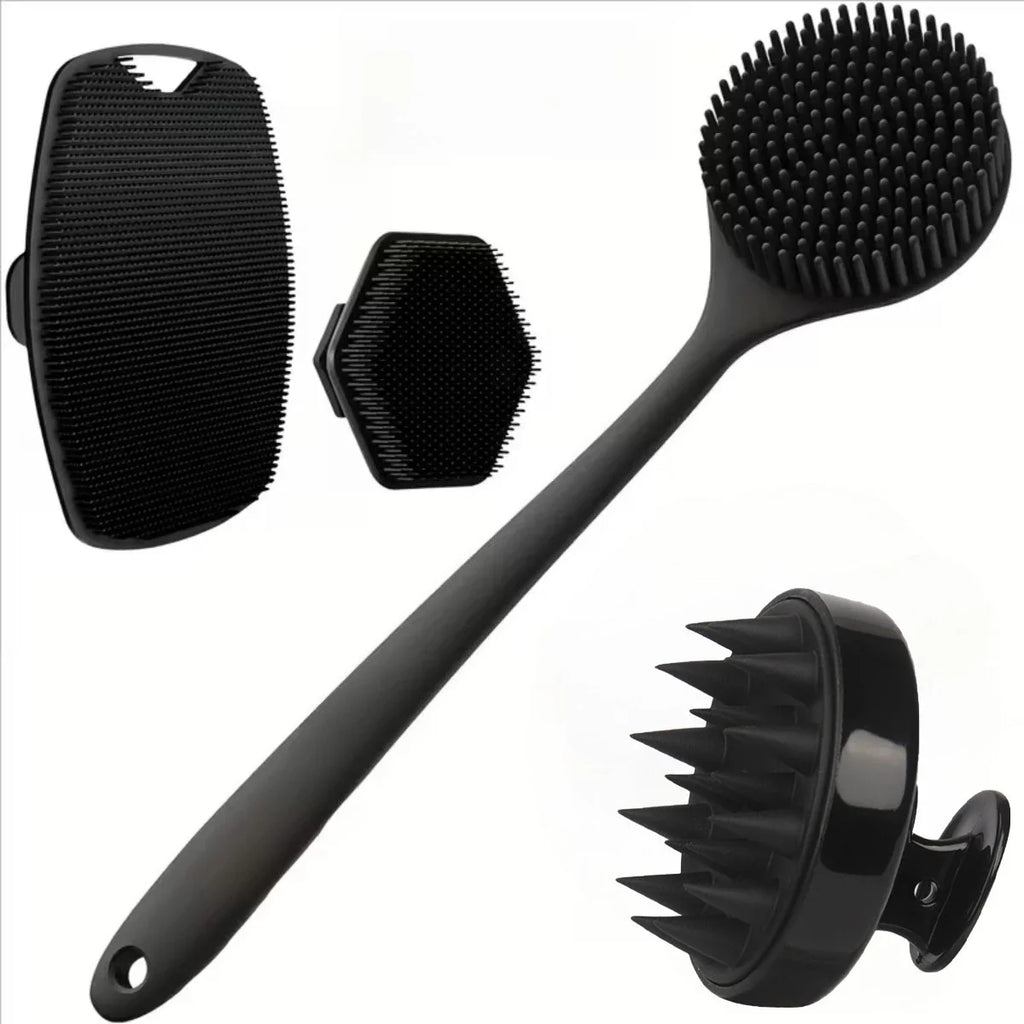 4PCS Silicone Body Scrubber Set – Exfoliating Shower Brush Kit