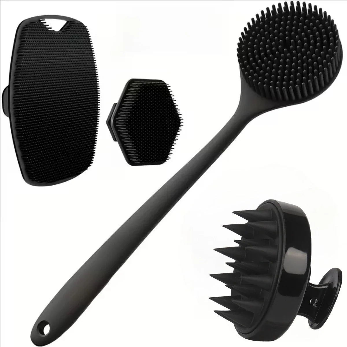 4PCS Silicone Body Scrubber Set – Exfoliating Shower Brush Kit
