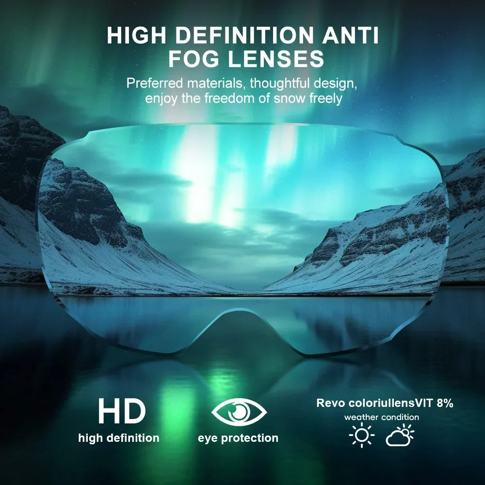 X-TIGER Magnetic Ski Goggles Anti-Fog Double Layer UV400