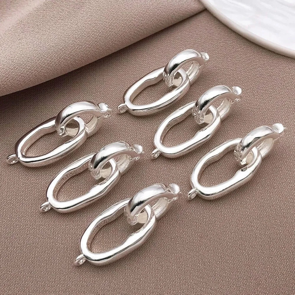3pcs Gold & Silver Plated Copper Oval Jewelry Connector Clasps