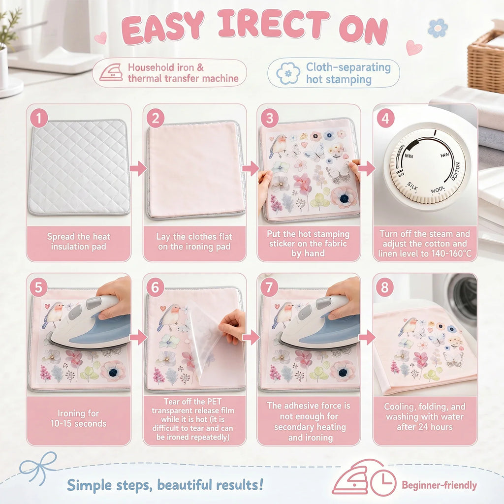 2Pcs Iron-On Heat Transfer Stickers – DIY Patches for Clothes