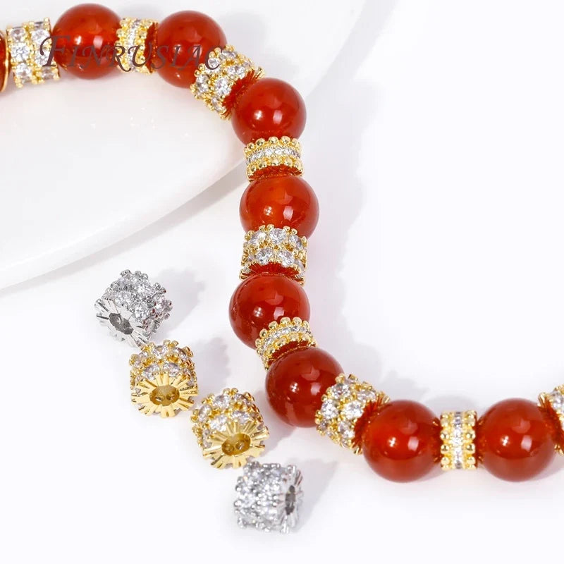 18K Gold Plated Zircon Round Spacer Beads – DIY Jewelry Making