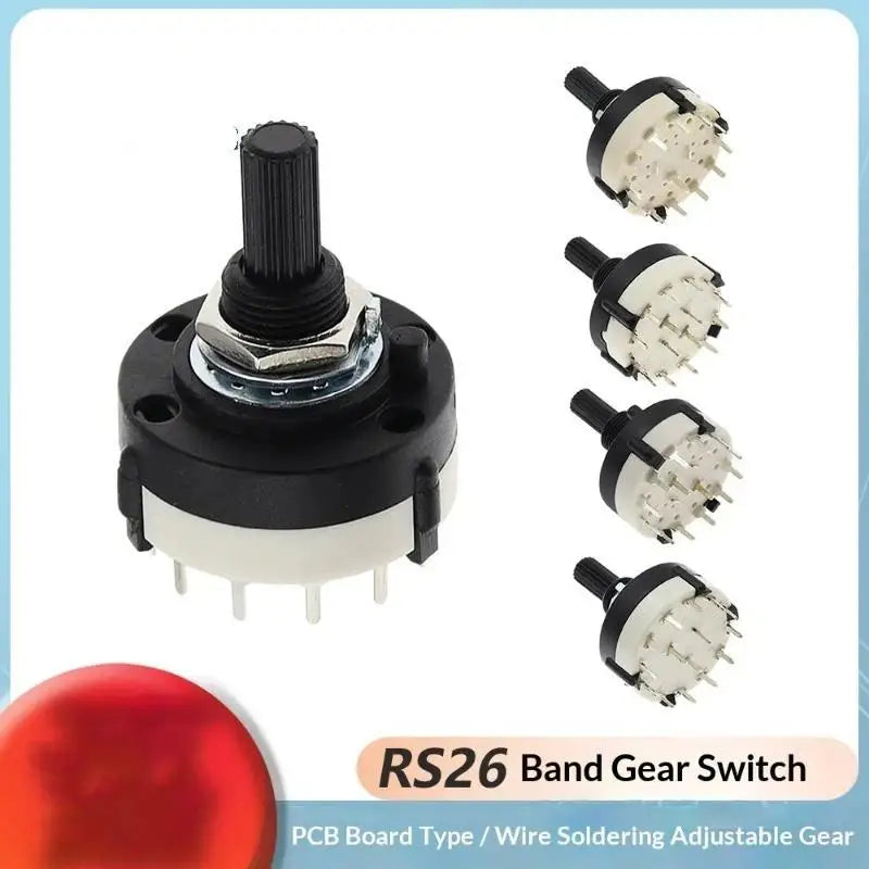 RS26 Rotary Band Selector Switch 1-4 Pole 3-12 Position PCB Mount