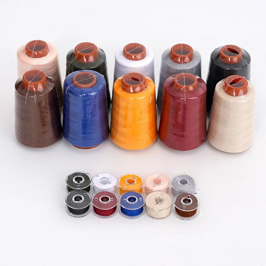 Polyester Sewing Thread Set – 10×800-Yard Cones + 10 Bobbins