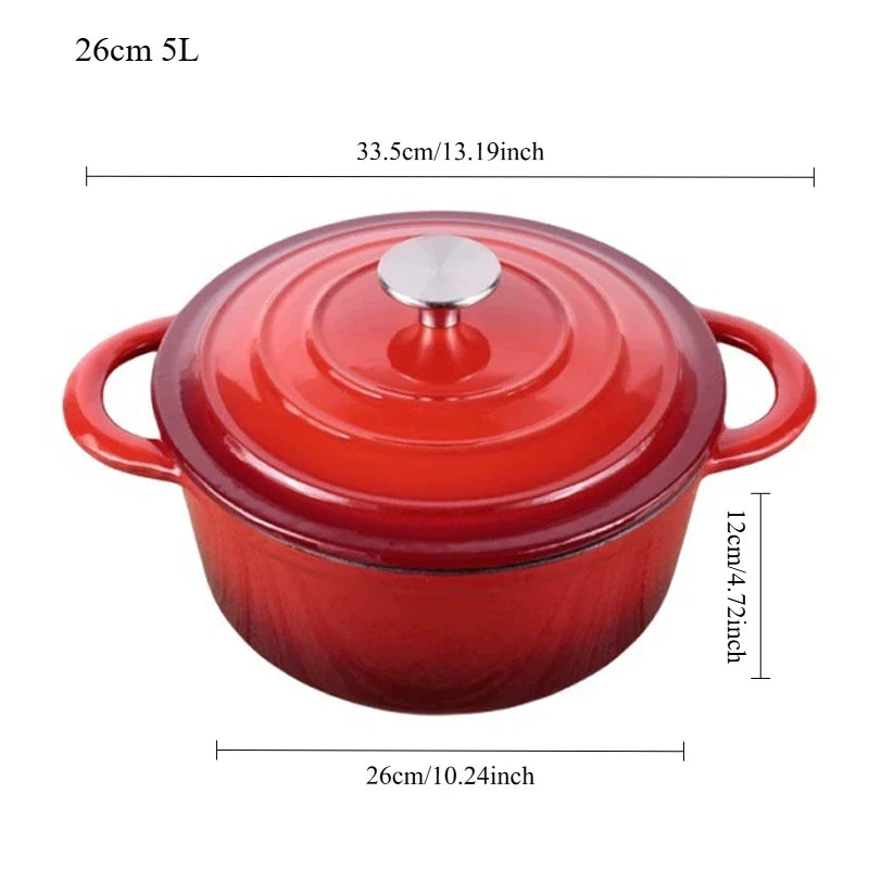 FEB.WIND 5L Enameled Cast Iron Dutch Oven Pot with Lid