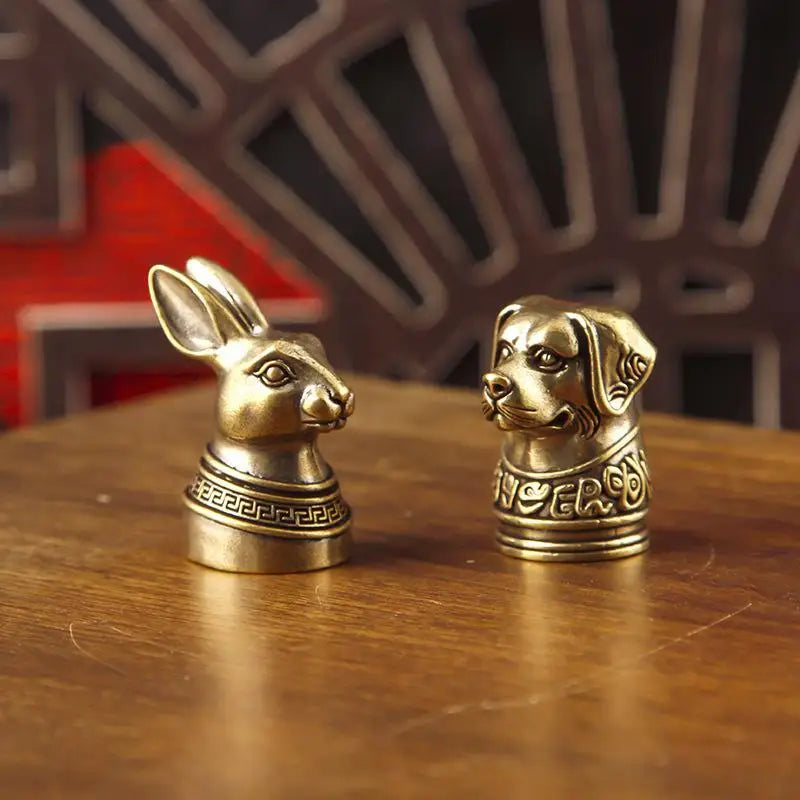 Brass Chinese Zodiac Animal Head Figurine | Vintage Collectible