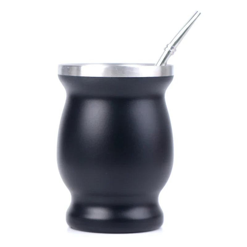 Stainless Steel Yerba Mate Gourd Cup 8oz Set with Bombillas
