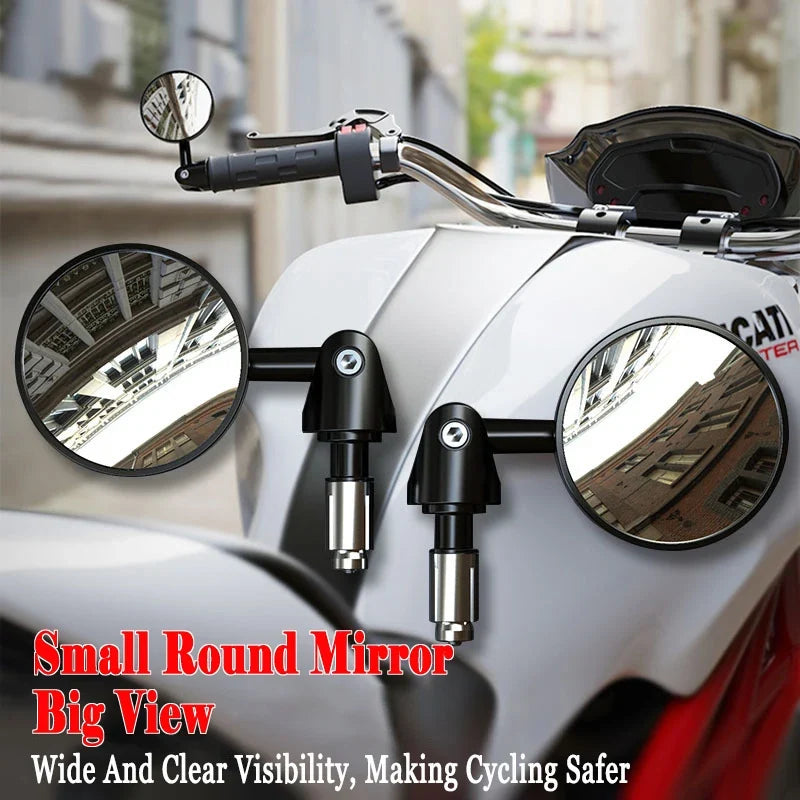 2PCS Wide-Angle Convex Motorcycle Handlebar Rearview Mirrors