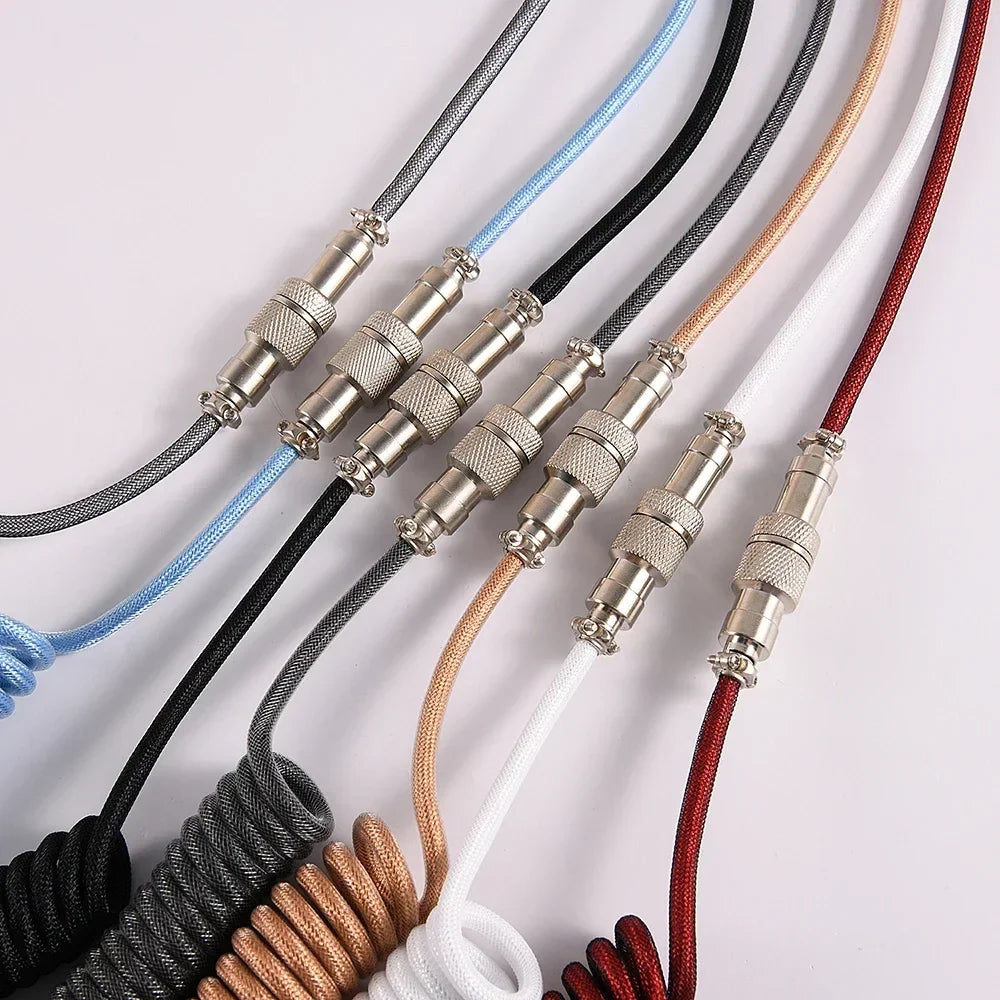 GX12 Aviation Connector USB-C Mechanical Keyboard Cable Spring Wire