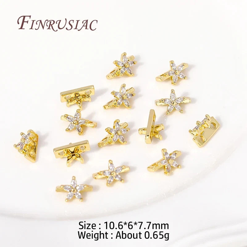 18K Gold Plated Zircon Flower Spacer Bars | 2/3 Hole Separators