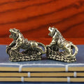Brass Tiger Desktop Statue | Chinese Zodiac Metal Sculpture