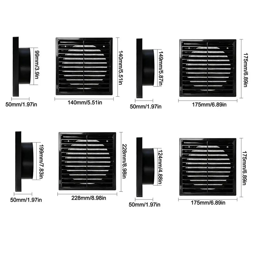 Square Air Vent Grille Cover 4–8 In | Aluminum Fiber Mesh