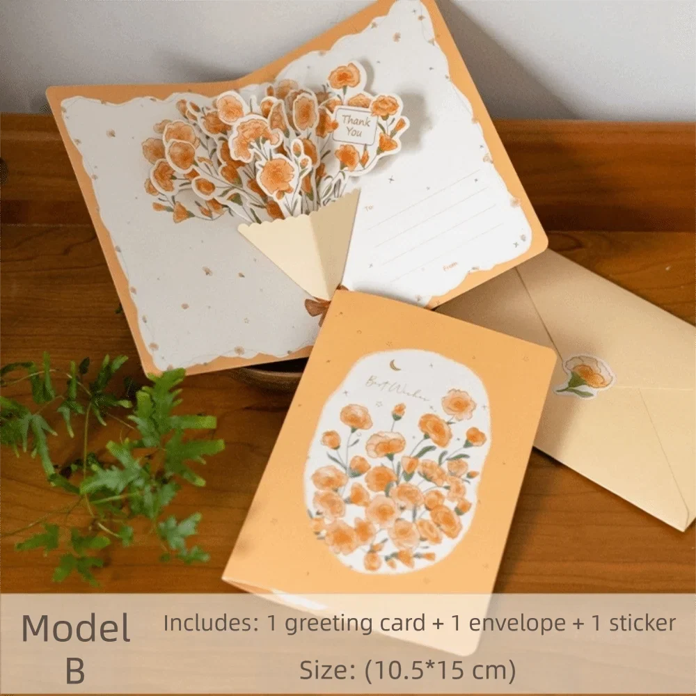 3D Pop-Up Flower Greeting Card – Handmade Valentine's Day Card