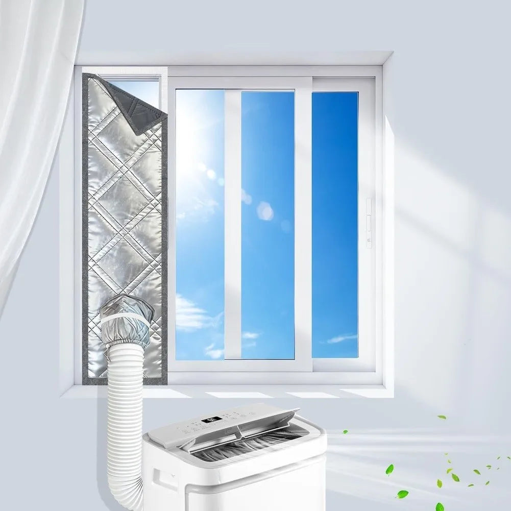 Portable AC Window Sealing Cloth | Silver Exhaust Hose Cover