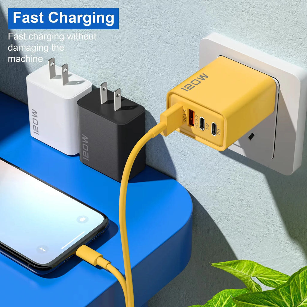 4-Port 120W USB-C PD Fast Charger for iPhone & Android
