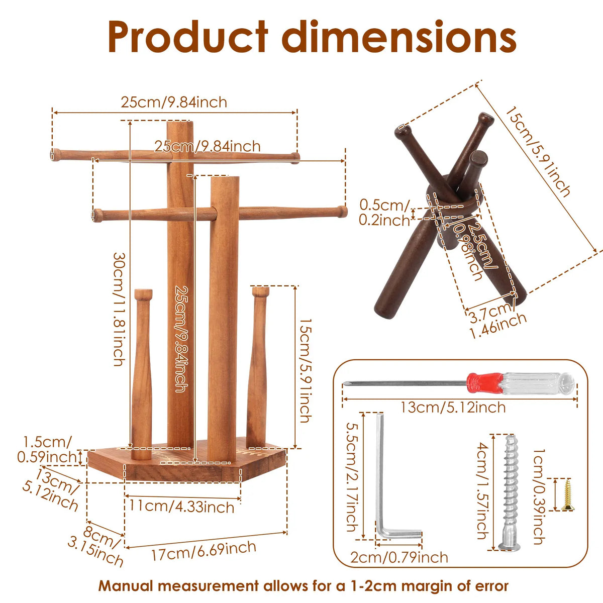 Wood Baseball Ring & Necklace Display Stand with Baseball Stand
