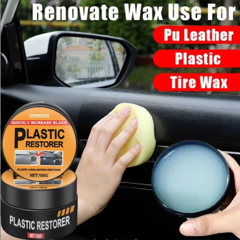 Car Plastic Restorer & Interior Wax Polish – Restores Black Shine
