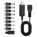USB 5V to 9V/12V Selectable Power Converter Cable | Digital Display