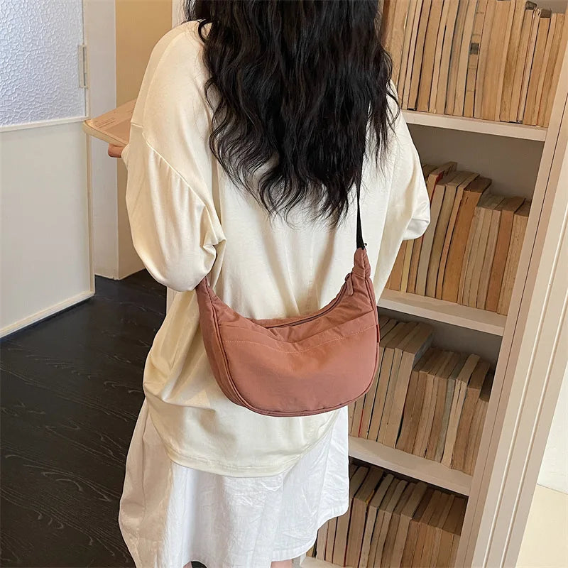 Women's Minimalist Dumpling Crossbody Shoulder Bag – Nylon