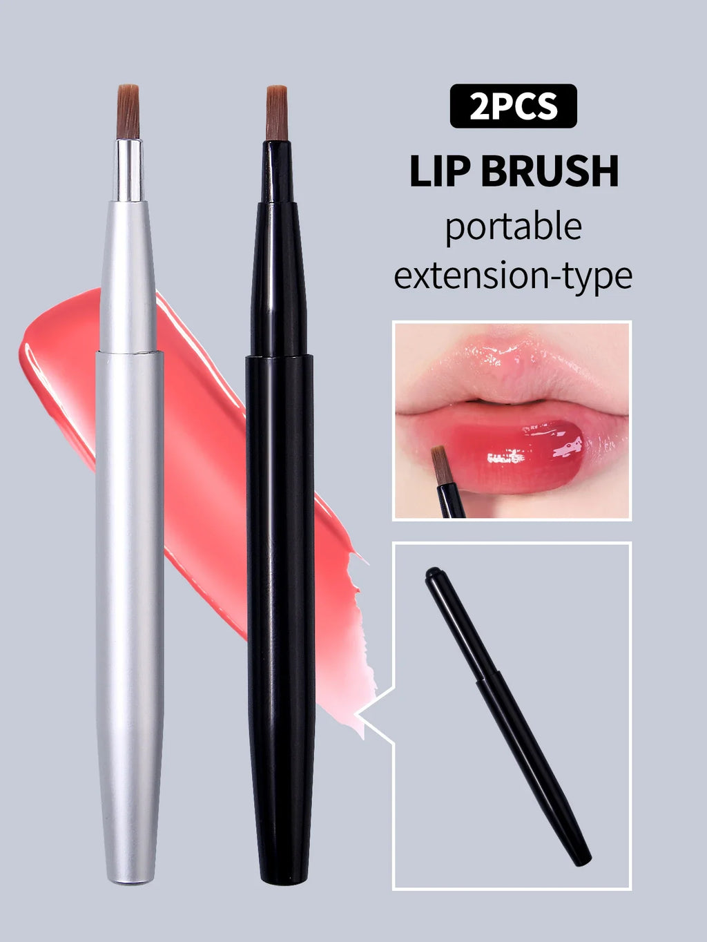 Retractable Double-Headed Lip Brush with Cap – 2 Pcs | Nixie