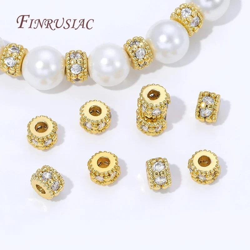 18K Gold Plated Zircon Spacer Beads | DIY Jewelry Making