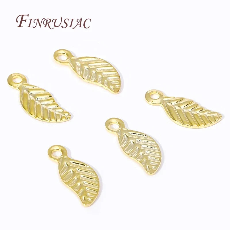 18K Gold Plated Leaf Tag Charm Pendants – DIY Jewelry Findings