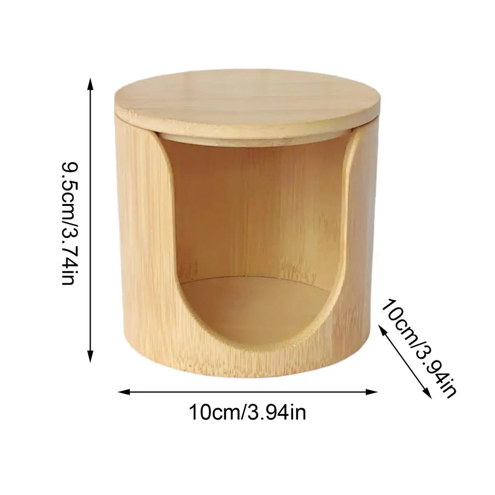 Wood Cotton Pad Holder & Makeup Organizer Box | Bamboo Style