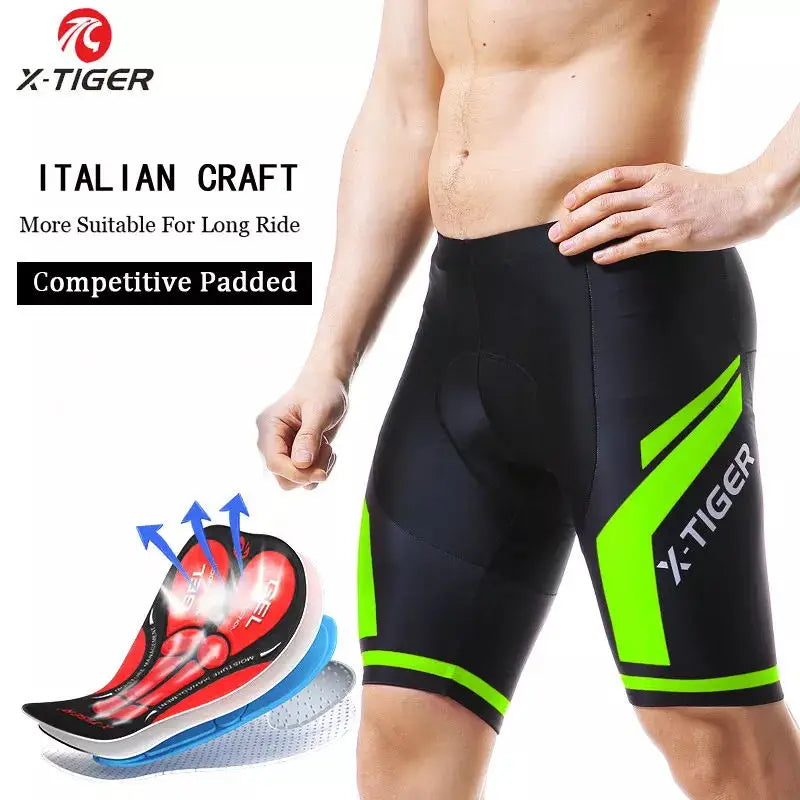 X-TIGER Men's MTB Cycling Shorts | 5D Gel Pad, UV Protection
