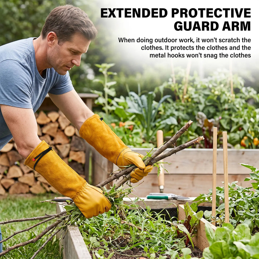 Toorise Long Leather Gardening Gloves – Thorn Proof, Elbow