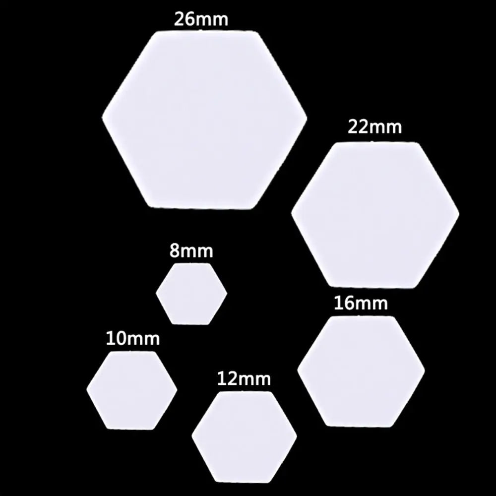 100Pcs Hexagon Paper Quilting Templates – 6 Sizes for Patchwork