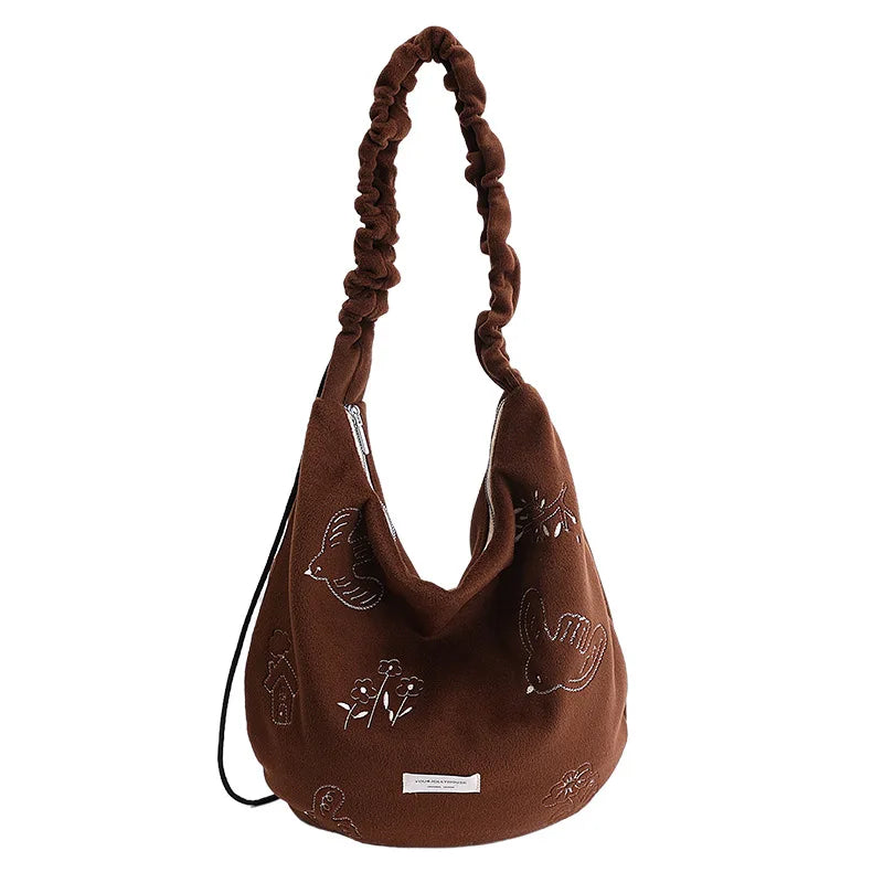 Women's Large Capacity Embroidered Crossbody Tote Bag