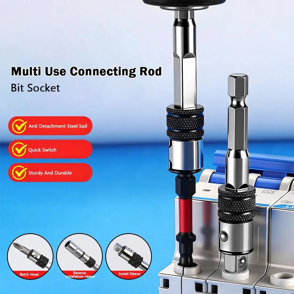 Quick-Release Drill Bit Extension Rod Self-Locking Adapter