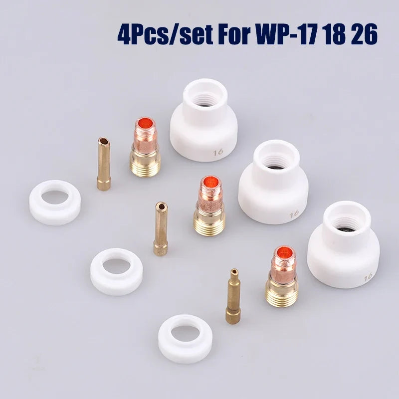 TIG Welding Ceramic Nozzle Gas Lens Kit WP17 WP18 WP26 – 4Pcs
