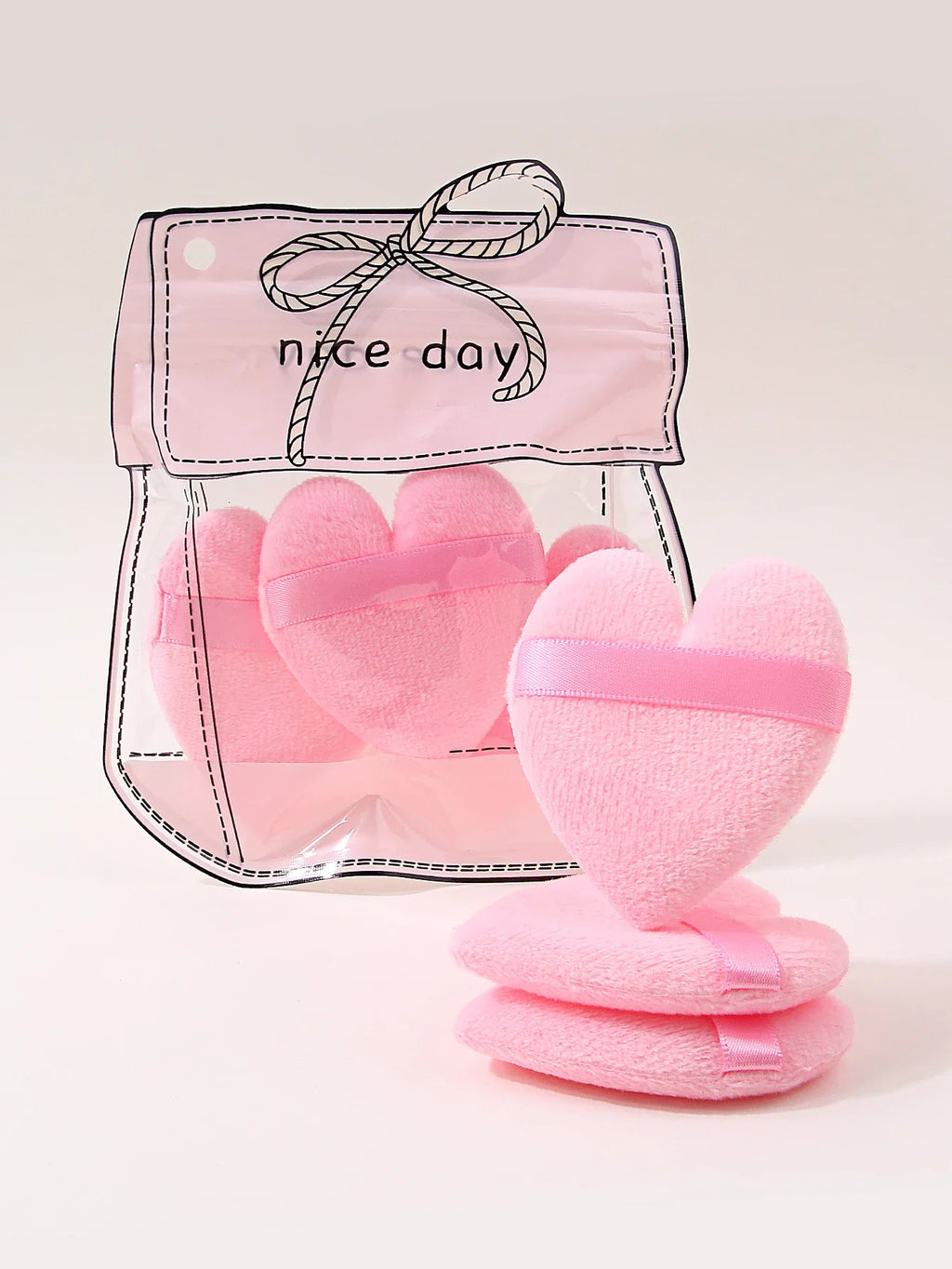 Heart Shaped Plush Makeup Puff with Strap – Set of 3 | Nixie
