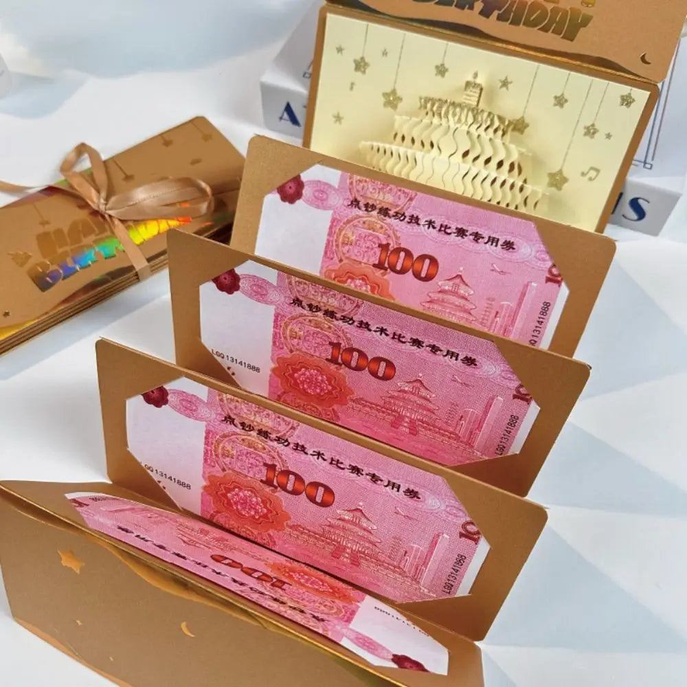 3D Pop-Up Birthday Cake Money Card – LED Light & 6 Slots