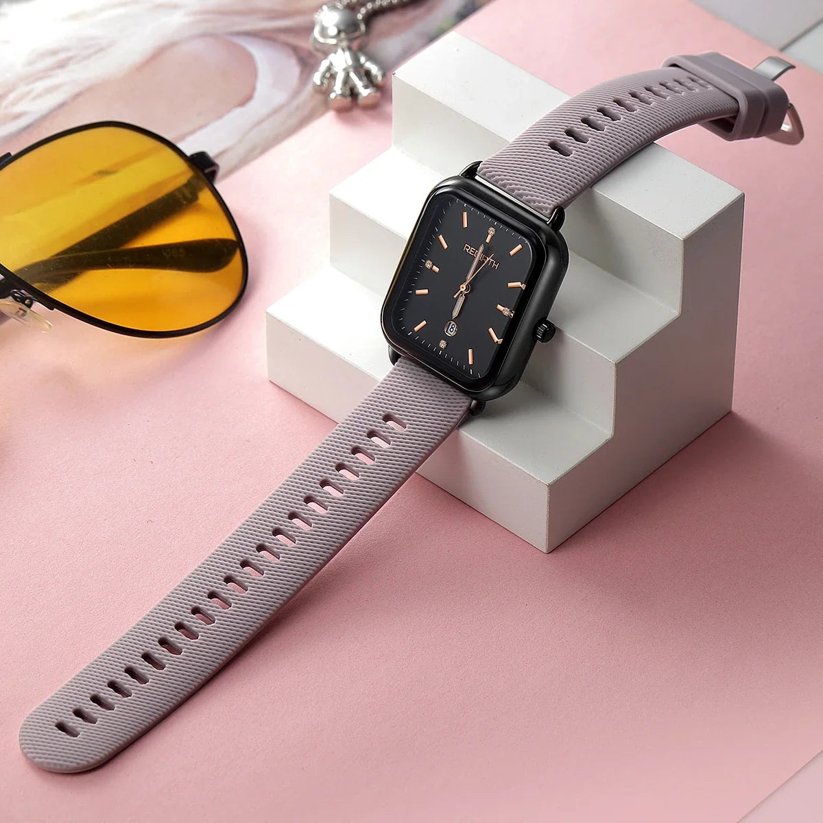 REBIRTH Women's Macaron Quartz Watch | Silicone Strap Calendar