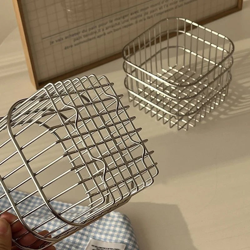 Stainless Steel Cosmetic Organizer | Makeup Brush Storage Basket