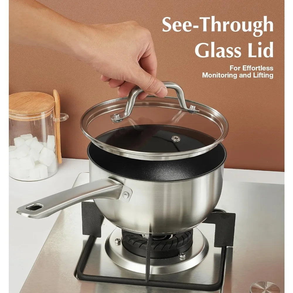 KOCH SYSTEME CS 3-Piece Non-Stick Stainless Steel Saucepan Set