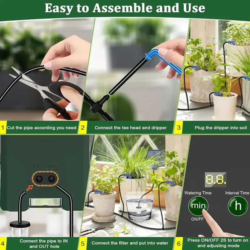 Solar Automatic Drip Irrigation System for Gardens & Raised Beds