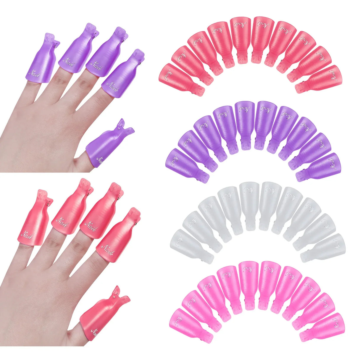 10 Pcs Silicone Nail Soak Off Caps – Reusable Gel Remover Clips