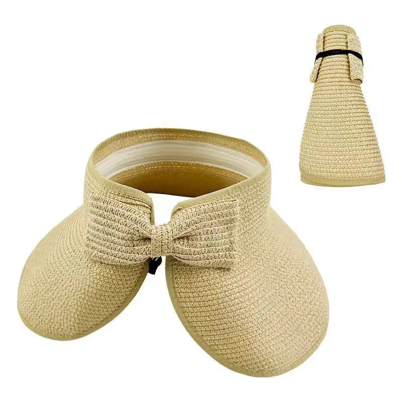 Women's Wide Brim Foldable Straw Sun Hat – UV Beach Visor