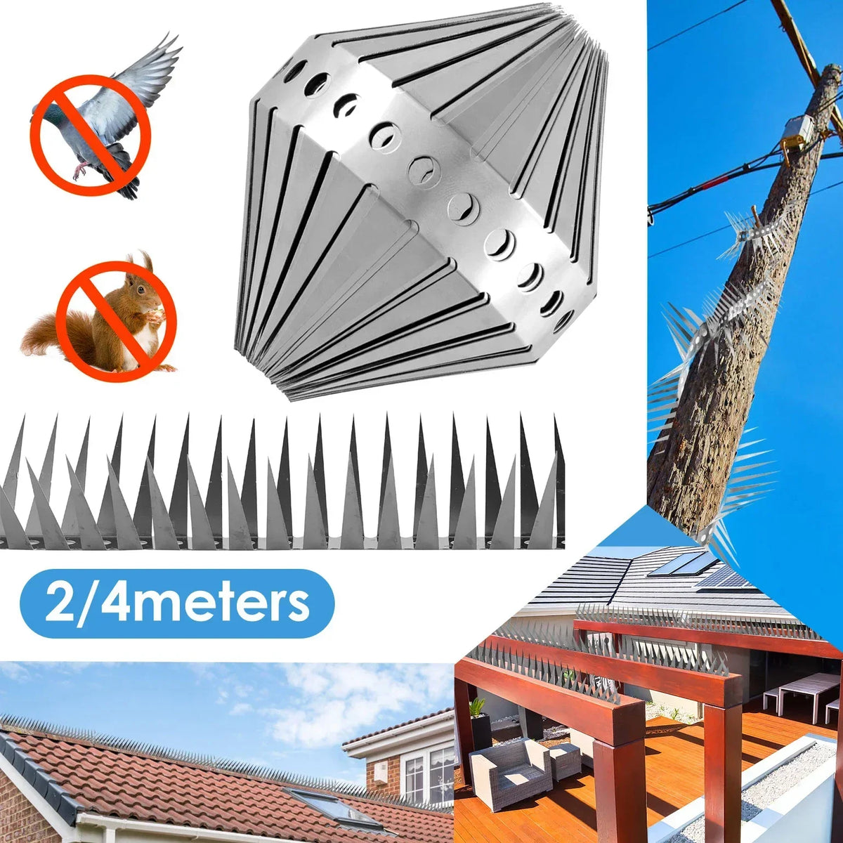 Stainless Steel Bird Spikes 2M/4M – Pigeon Deterrent for Roof