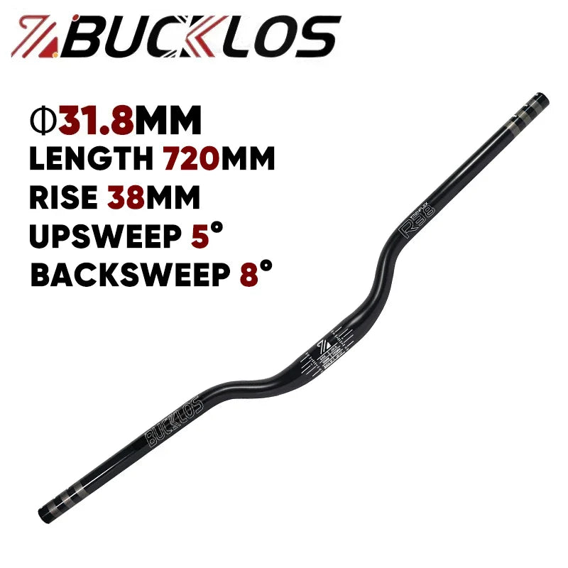 BUCKLOS MTB Riser Handlebar 7075 Aluminum 720mm/800mm