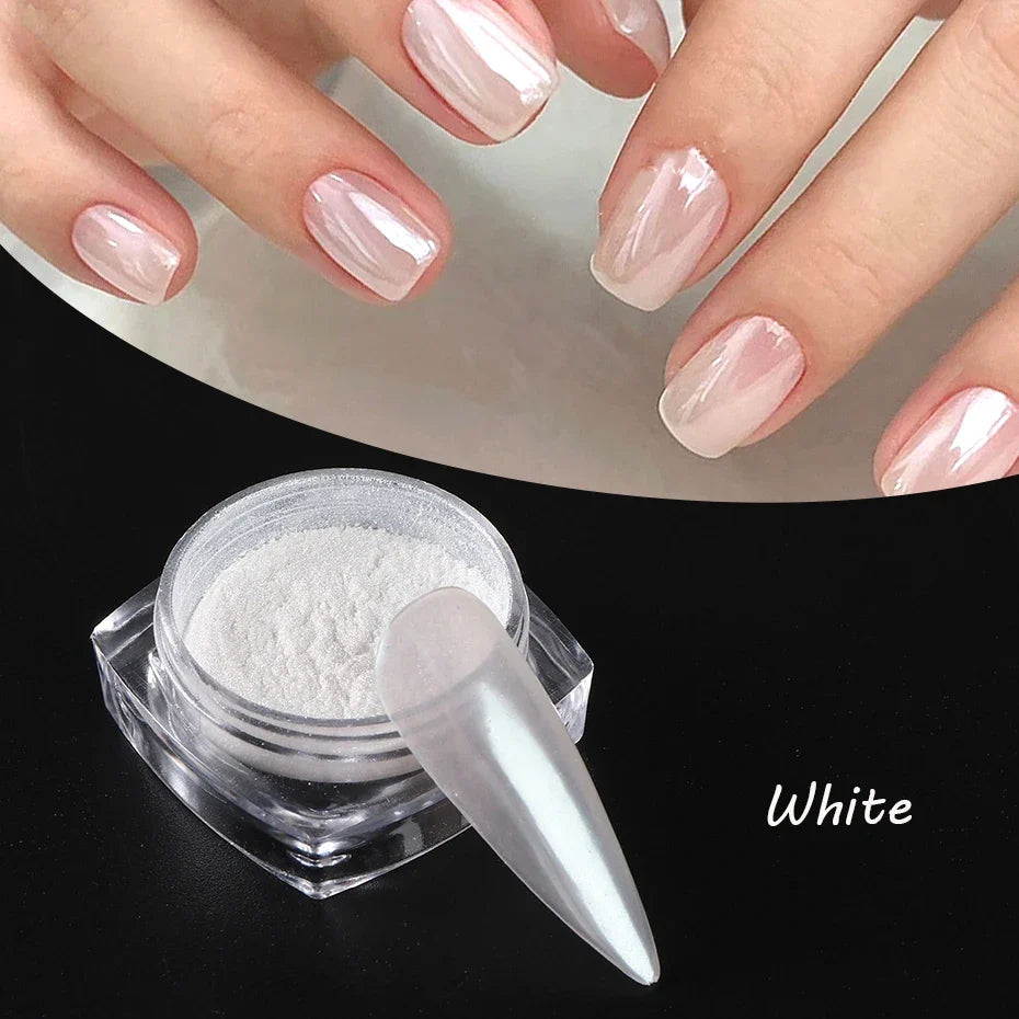 Moonlight Pearl Chrome Nail Powder – Aurora Mirror Pigment